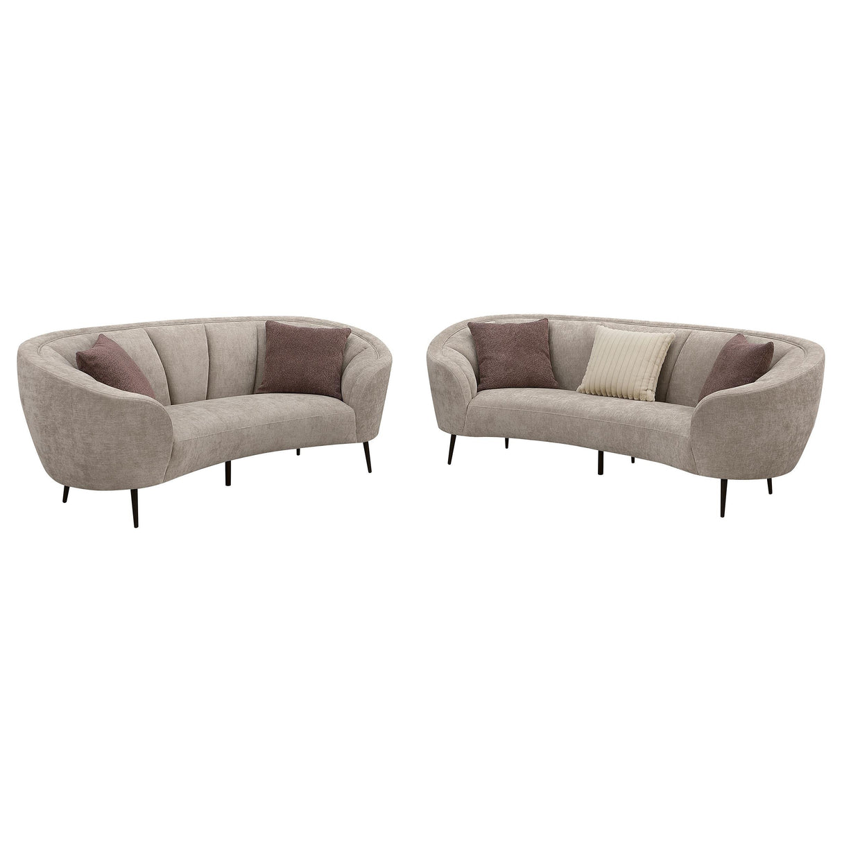 Ellorie Beige 2-Piece Upholstered Curved Sofa Set from Coaster - Luna Furniture