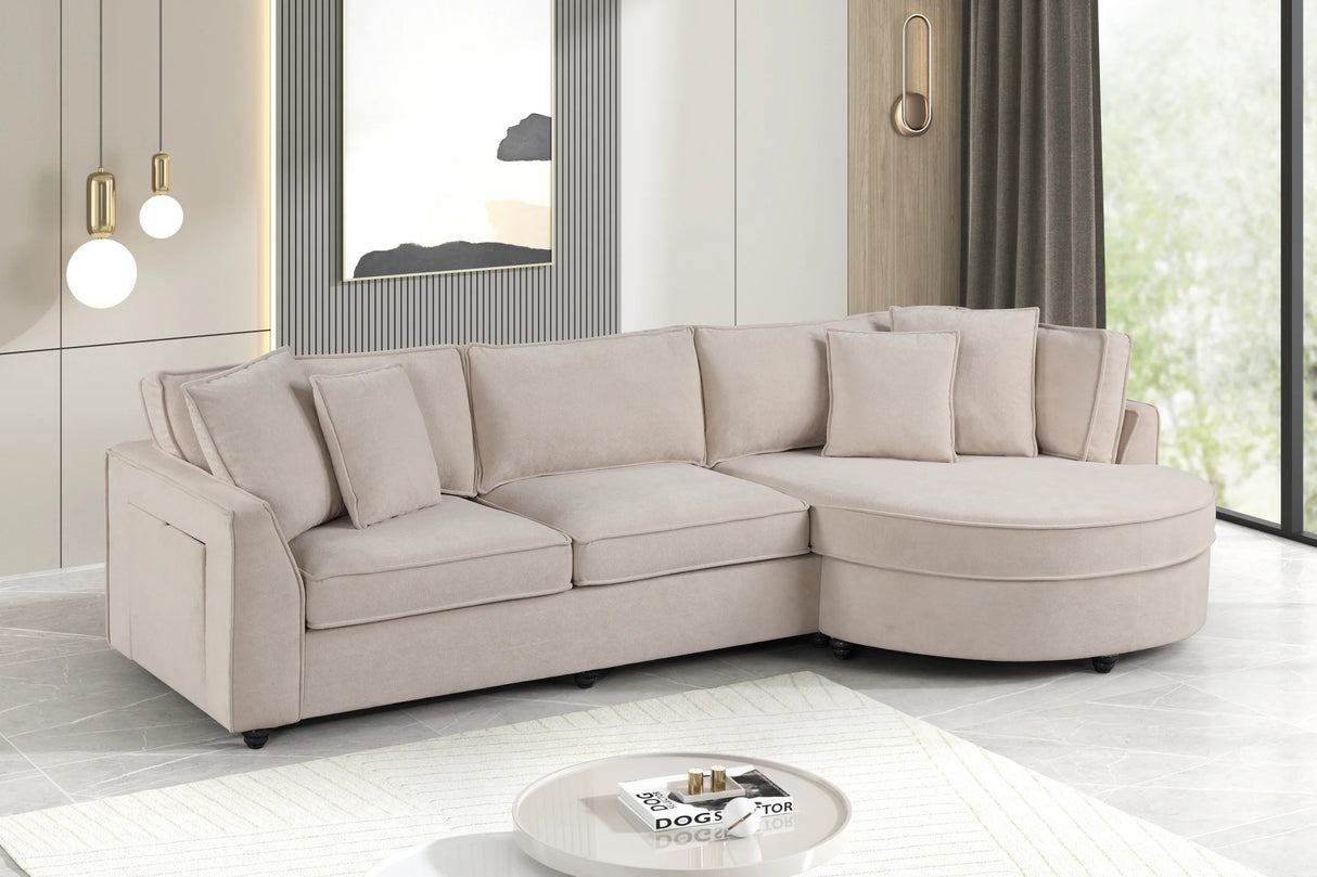 Elva Beige Sectional with Reversible Chaise from Happy Homes - Luna Furniture