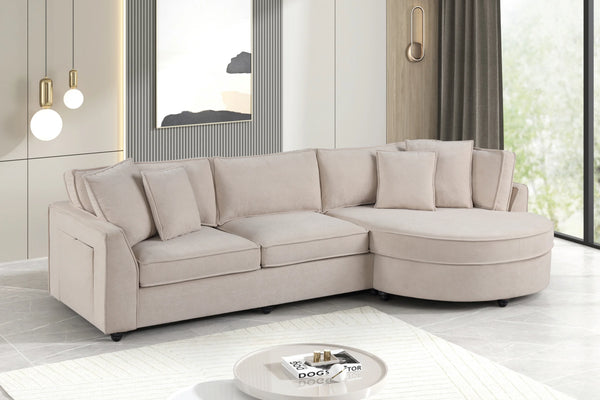 Elva Beige Sectional with Reversible Chaise