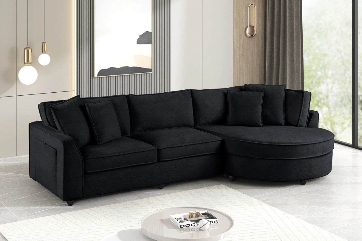 Elva Black Sectional from Happy Homes - Luna Furniture