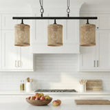 Elysian Three Lights Island With Natural Rattan Shade Farmhouse Chain Ceiling Lamp from Ashcroft Furniture - Luna Furniture