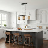 Elysian Three Lights Island With Natural Rattan Shade Farmhouse Chain Ceiling Lamp from Ashcroft Furniture - Luna Furniture