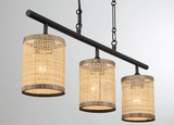 Elysian Three Lights Island With Natural Rattan Shade Farmhouse Chain Ceiling Lamp from Midinmod - Luna Furniture