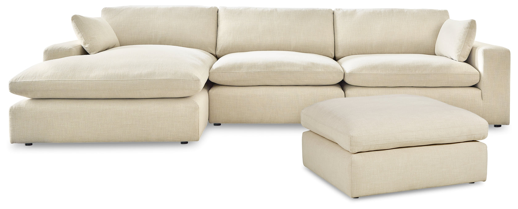 Elyza Linen 3-Piece Sectional with Ottoman from Ashley - Luna Furniture