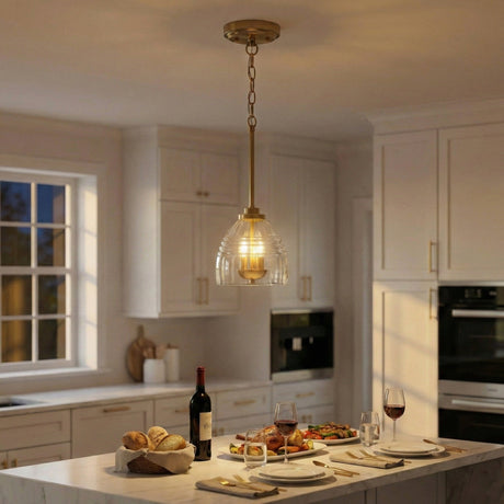 Ember Three Candle Lights Chain Pendant With Clear Glass - Satin Brass from Ashcroft Furniture - Luna Furniture