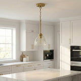 Ember Three Candle Lights Chain Pendant With Clear Glass - Satin Brass from Ashcroft Furniture - Luna Furniture