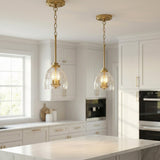 Ember Three Candle Lights Chain Pendant With Clear Glass - Satin Brass from Ashcroft Furniture - Luna Furniture