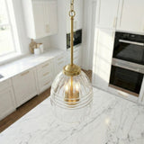 Ember Three Candle Lights Chain Pendant With Clear Glass - Satin Brass from Ashcroft Furniture - Luna Furniture