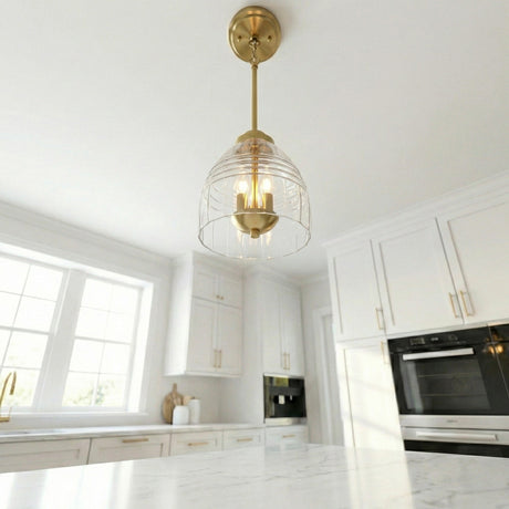 Ember Three Candle Lights Chain Pendant With Clear Glass - Satin Brass from Ashcroft Furniture - Luna Furniture
