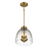 Ember Three Candle Lights Chain Pendant With Clear Glass - Satin Brass from Ashcroft Furniture - Luna Furniture