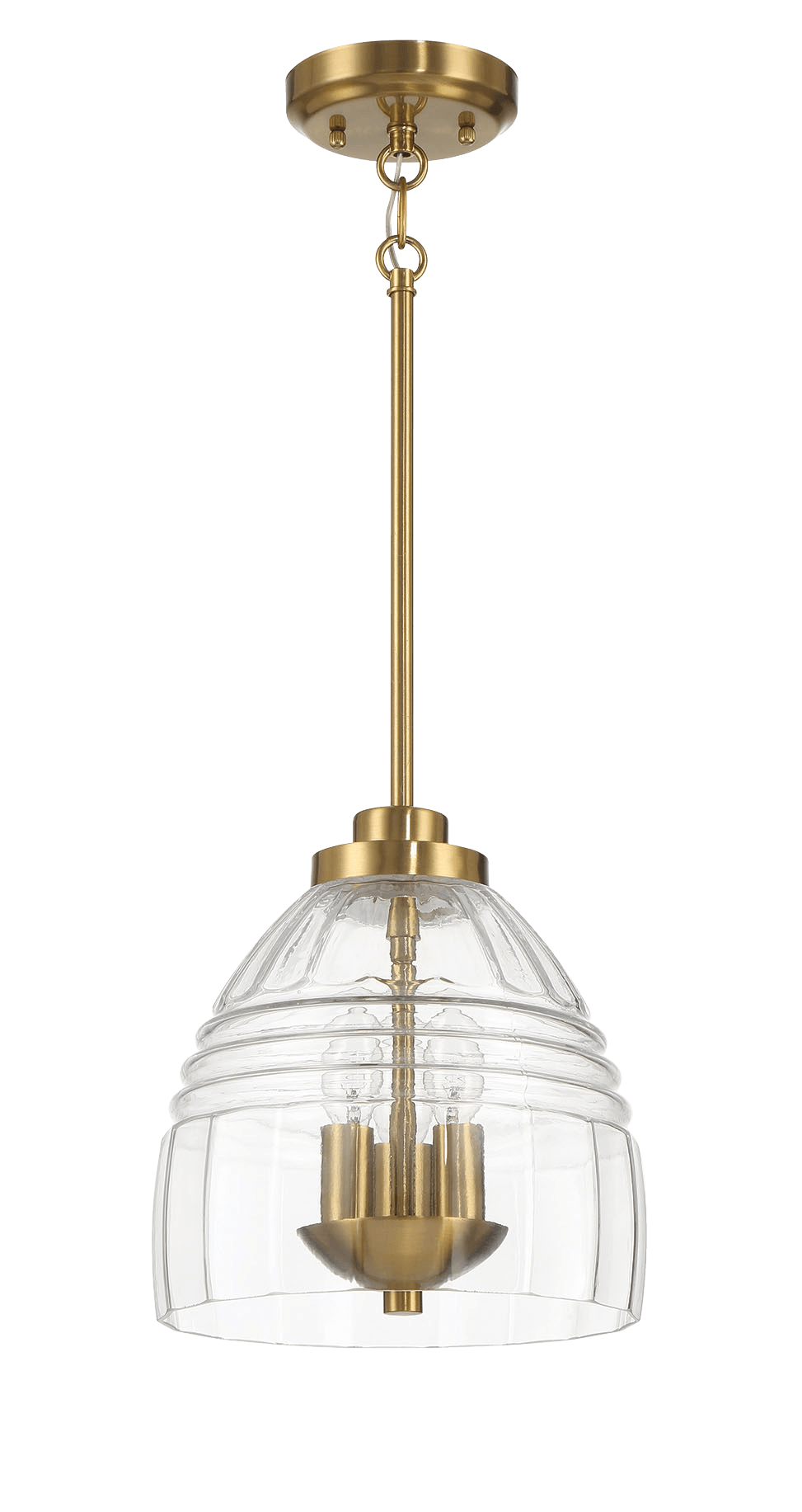 Ember Three Candle Lights Chain Pendant With Clear Glass - Satin Brass from Midinmod - Luna Furniture