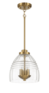 Ember Three Candle Lights Chain Pendant With Clear Glass - Satin Brass from Midinmod - Luna Furniture