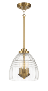 Ember Three Candle Lights Chain Pendant With Clear Glass - Satin Brass from Midinmod - Luna Furniture