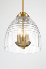 Ember Three Candle Lights Chain Pendant With Clear Glass - Satin Brass from Midinmod - Luna Furniture