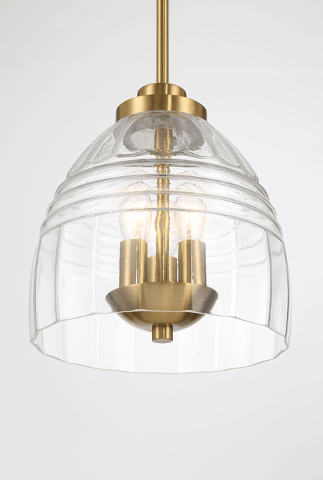 Ember Three Candle Lights Chain Pendant With Clear Glass - Satin Brass from Midinmod - Luna Furniture