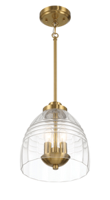 Ember Three Candle Lights Chain Pendant With Clear Glass - Satin Brass from Midinmod - Luna Furniture