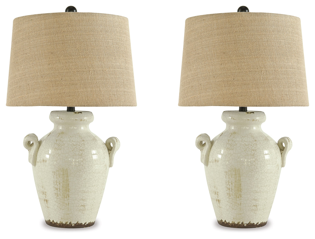 Emelda Cream Table Lamp (Set of 2) from Ashley Furniture - Luna Furniture