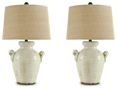 Emelda Cream Table Lamp (Set of 2) from Ashley Furniture - Luna Furniture