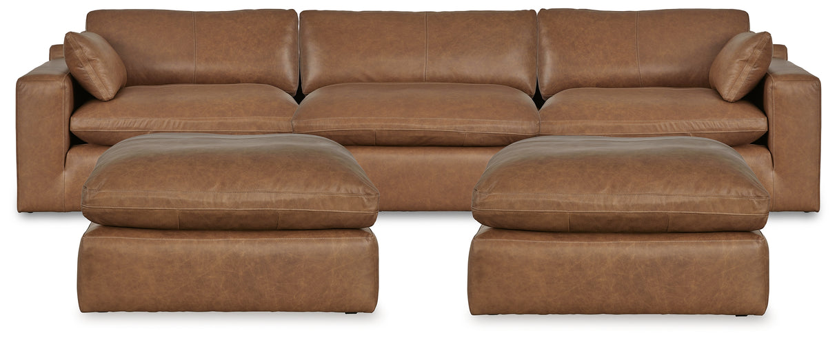 Emilia Caramel 3-Piece Sectional and 2 Ottomans from Ashley - Luna Furniture