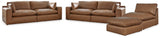 Emilia Caramel 3-Piece Sectional Sofa, 2-Piece Sectional Loveseat and Ottoman from Ashley - Luna Furniture