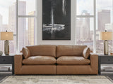 Emilia Caramel 3-Piece Sectional Sofa, 2-Piece Sectional Loveseat and Ottoman from Ashley - Luna Furniture