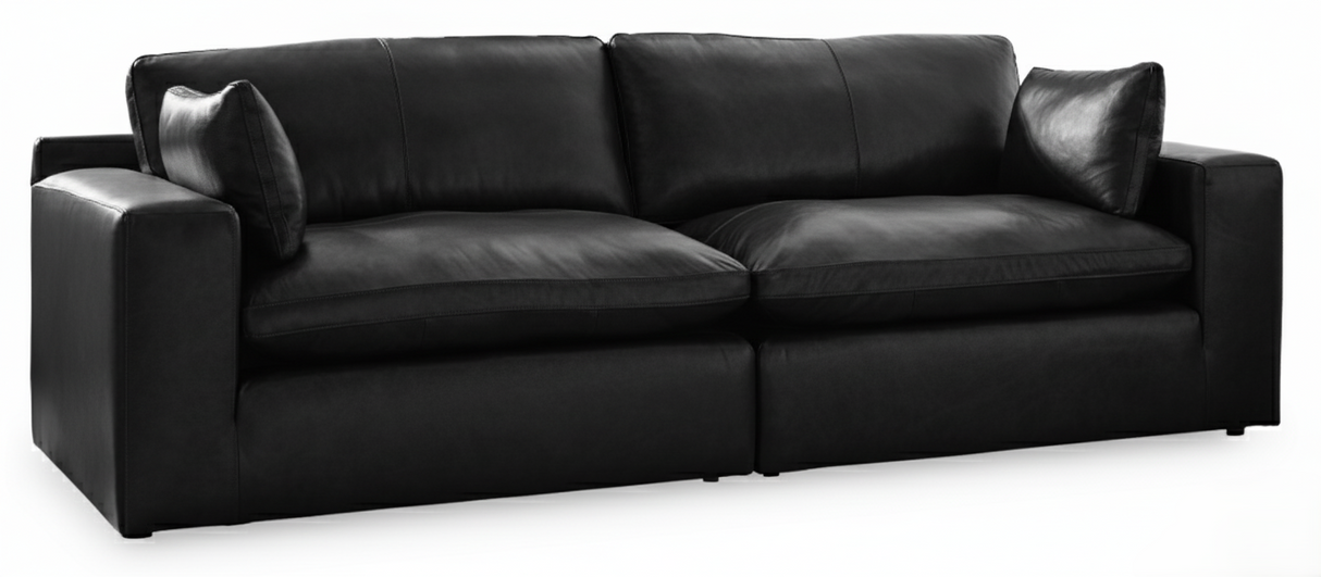 Emilia Black 2-Piece Leather Modular Loveseat from Ashley - Luna Furniture