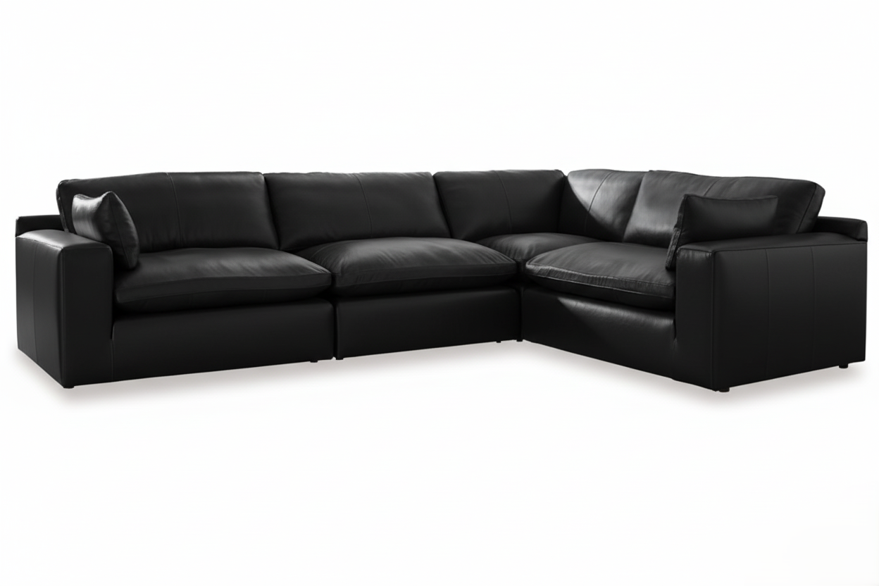Emilia Black 4-Piece Leather Modular Sectional from Ashley - Luna Furniture