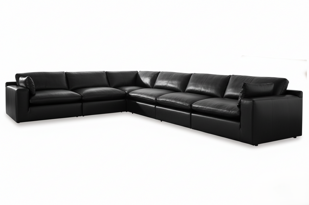 Emilia Black 6-Piece Leather Modular Sectional from Ashley - Luna Furniture