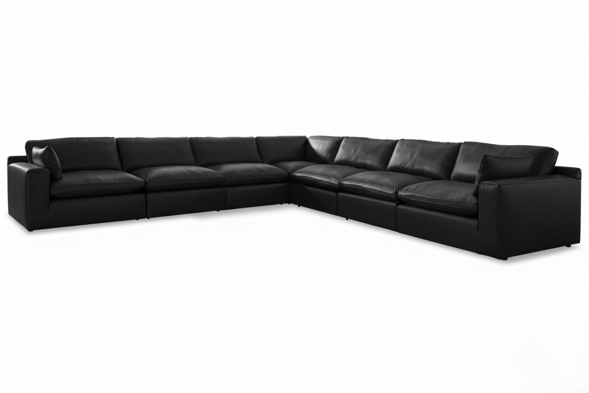 Emilia Black 7-Piece Leather Modular Sectional from Ashley - Luna Furniture