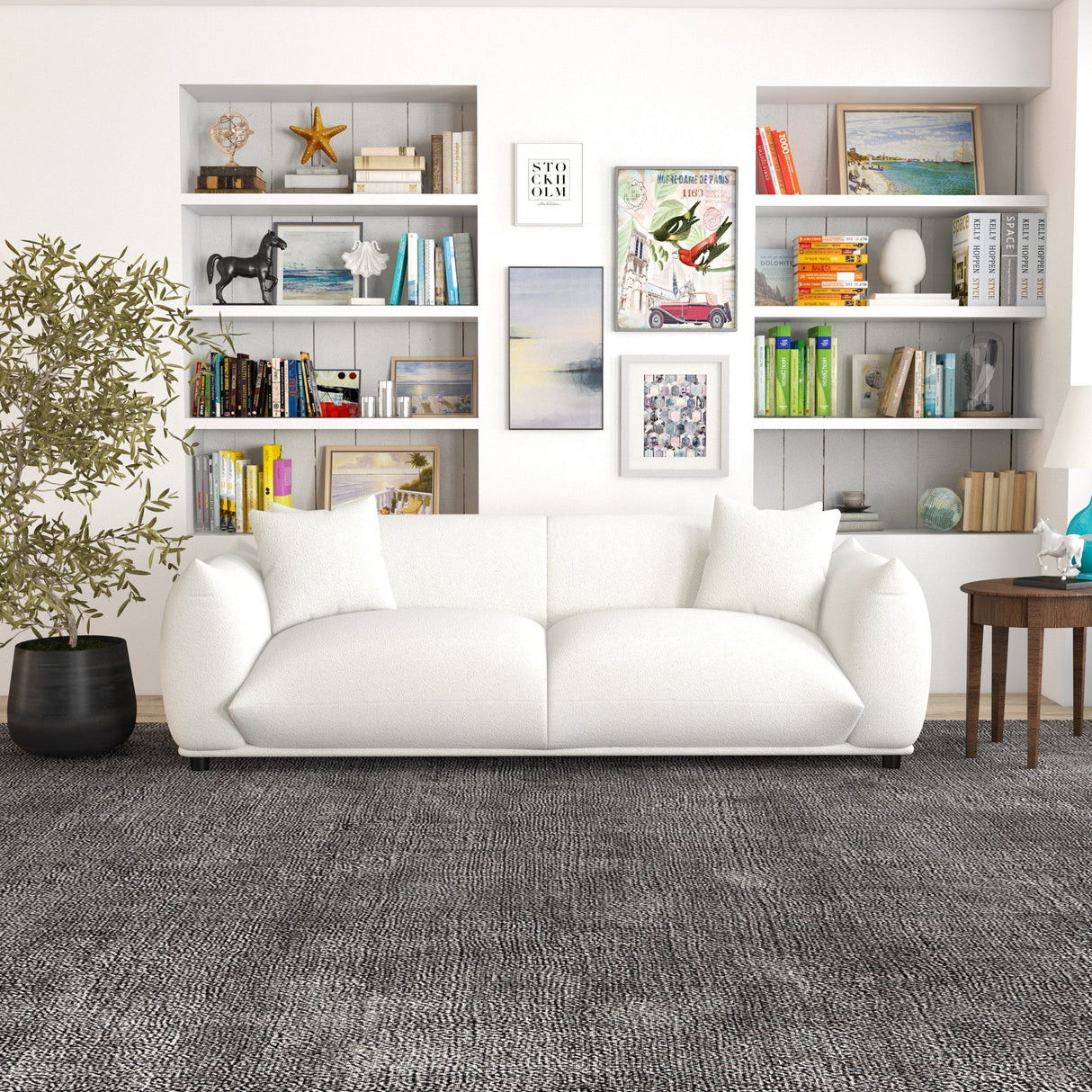Emma Mid Century Modern Luxury Cream Boucle Sofa from Ashcroft Furniture - Luna Furniture