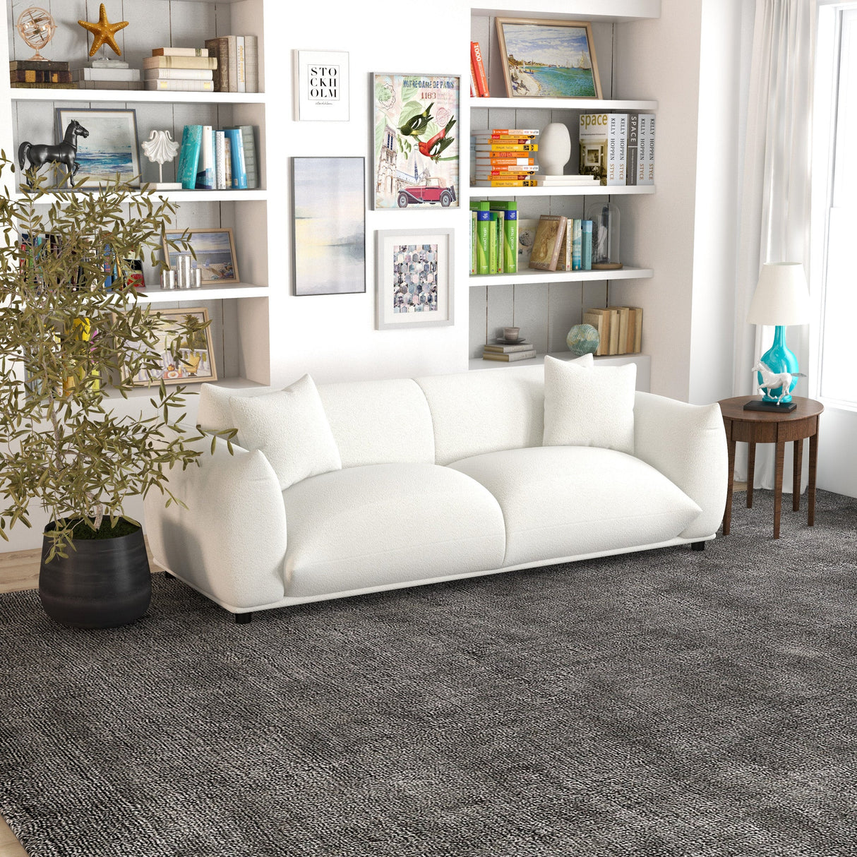 Emma Mid Century Modern Luxury Cream Boucle Sofa from Ashcroft Furniture - Luna Furniture