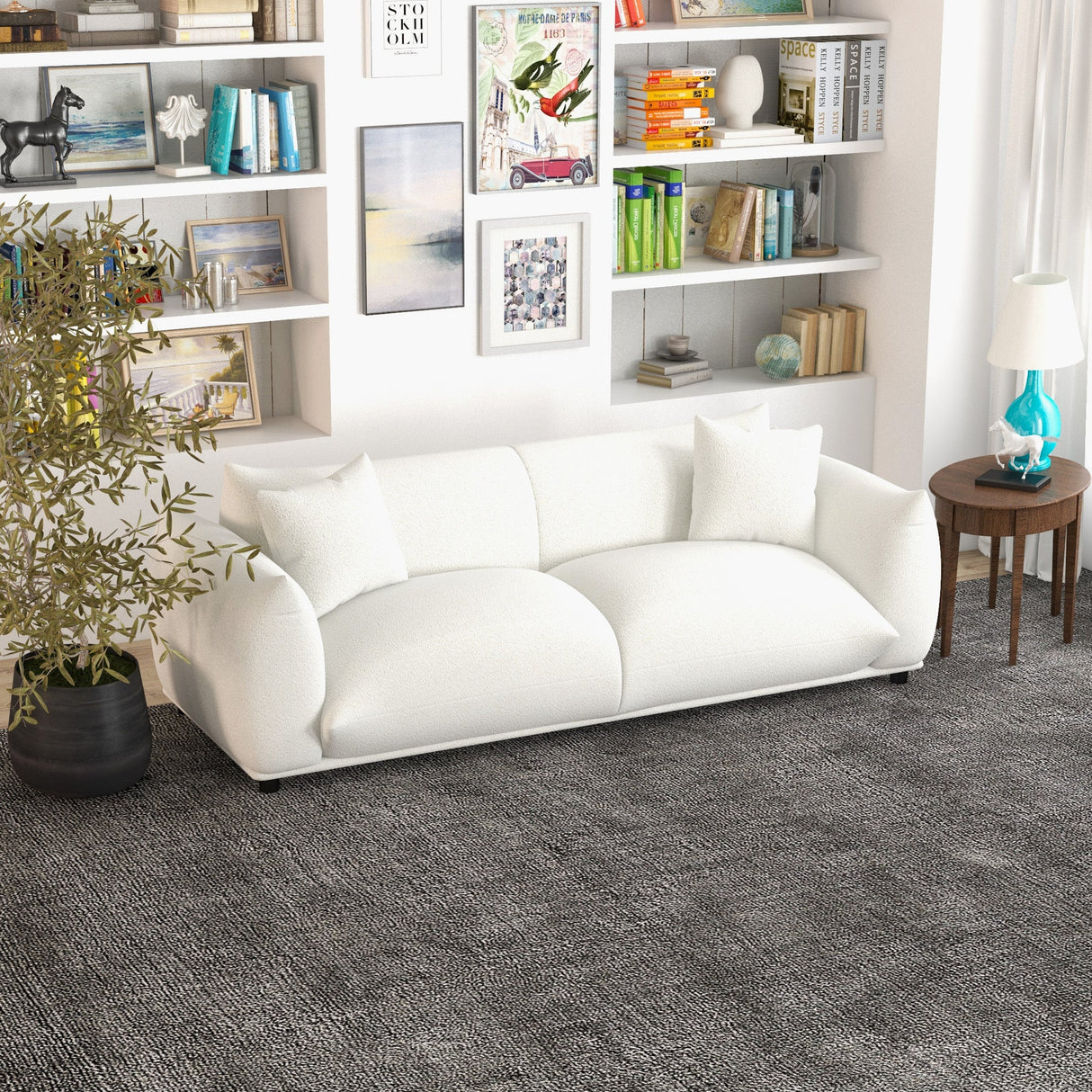 Emma Mid Century Modern Luxury Cream Boucle Sofa from Ashcroft Furniture - Luna Furniture