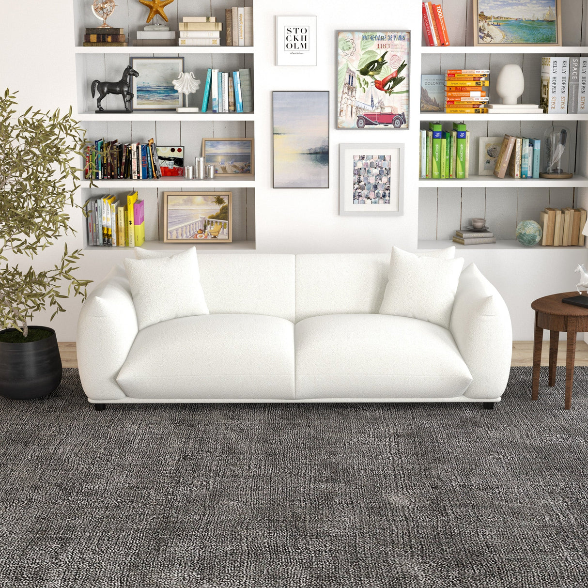 Emma Mid Century Modern Luxury Cream Boucle Sofa from Ashcroft Furniture - Luna Furniture