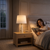 Enclave Hydro Black Table Lamp with On/Off Switch Faux Marble Base Fabric Shade from Ashcroft Furniture - Luna Furniture