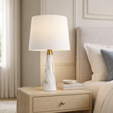 Enclave Hydro Black Table Lamp with On/Off Switch Faux Marble Base Fabric Shade from Ashcroft Furniture - Luna Furniture