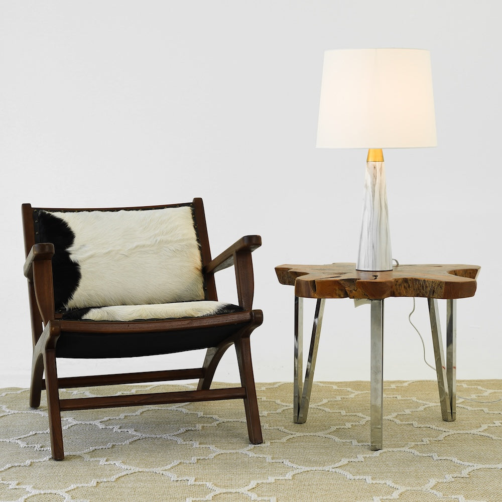 Enclave Hydro Black Table Lamp with On/Off Switch Faux Marble Base Fabric Shade from Midinmod - Luna Furniture