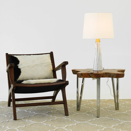 Enclave Hydro Black Table Lamp with On/Off Switch Faux Marble Base Fabric Shade from Midinmod - Luna Furniture