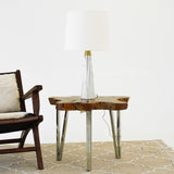 Enclave Hydro Black Table Lamp with On/Off Switch Faux Marble Base Fabric Shade from Midinmod - Luna Furniture