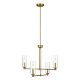 Enigma Four Lights Chandelier With Clear Ribbed Glass -Satin Brass from Ashcroft Furniture - Luna Furniture