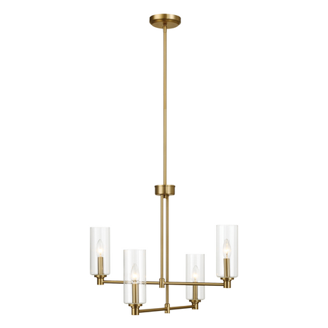 Enigma Four Lights Chandelier With Clear Ribbed Glass -Satin Brass from Ashcroft Furniture - Luna Furniture