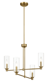 Enigma Four Lights Chandelier With Clear Ribbed Glass -Satin Brass from Midinmod - Luna Furniture