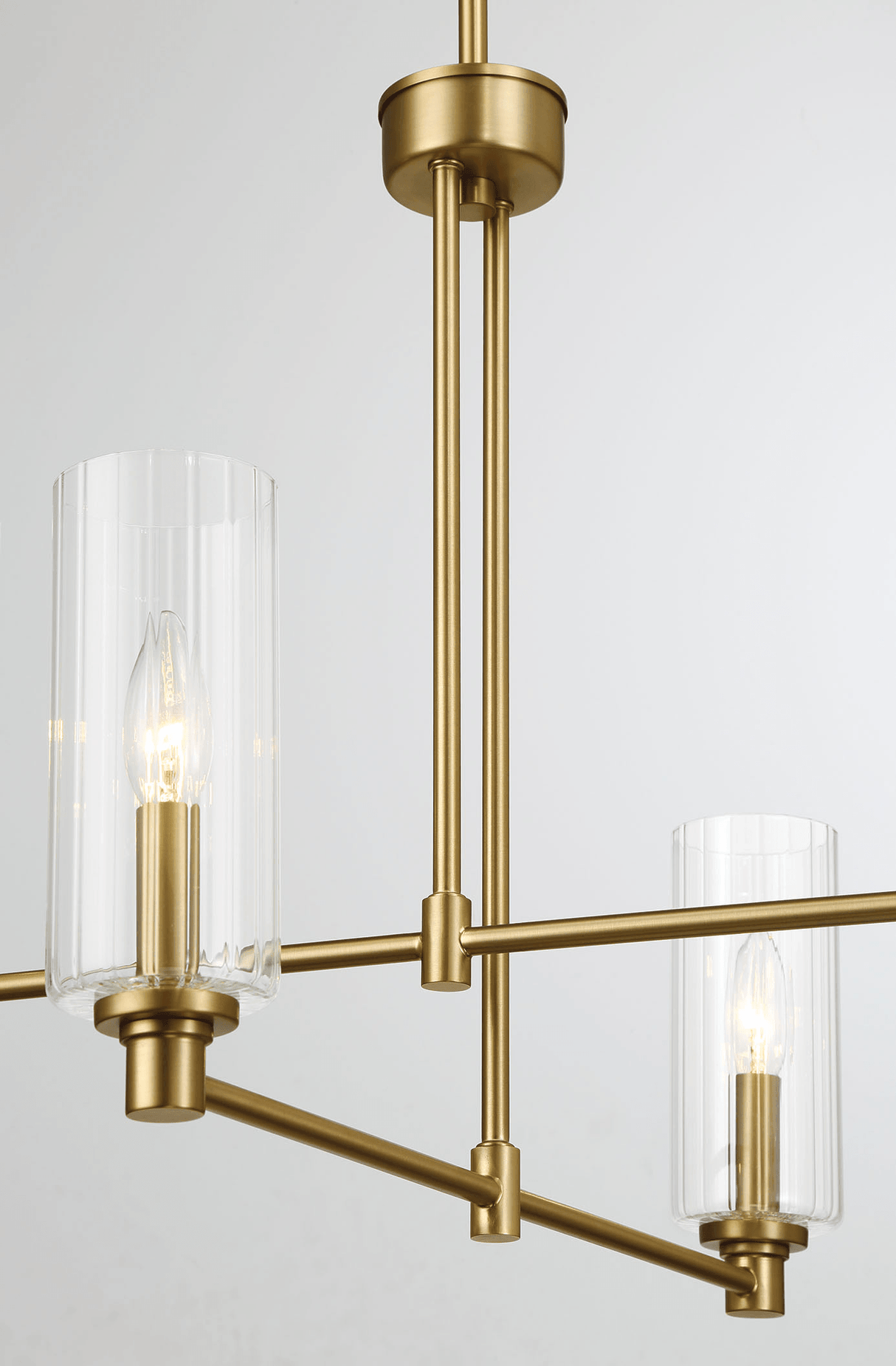 Enigma Four Lights Chandelier With Clear Ribbed Glass -Satin Brass from Midinmod - Luna Furniture