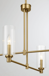 Enigma Four Lights Chandelier With Clear Ribbed Glass -Satin Brass from Midinmod - Luna Furniture