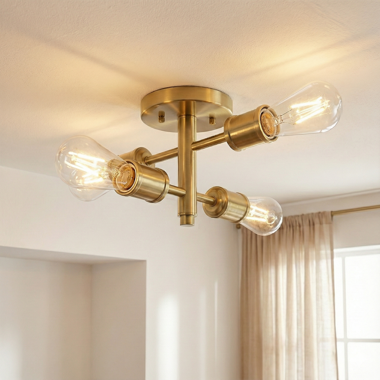 Ephemeral Four Lights Semi Flush Mount Retro Hallway Kitchen Bedroom Living Room Ceiling Pendant 11"W × 6.5"H from Ashcroft Furniture - Luna Furniture