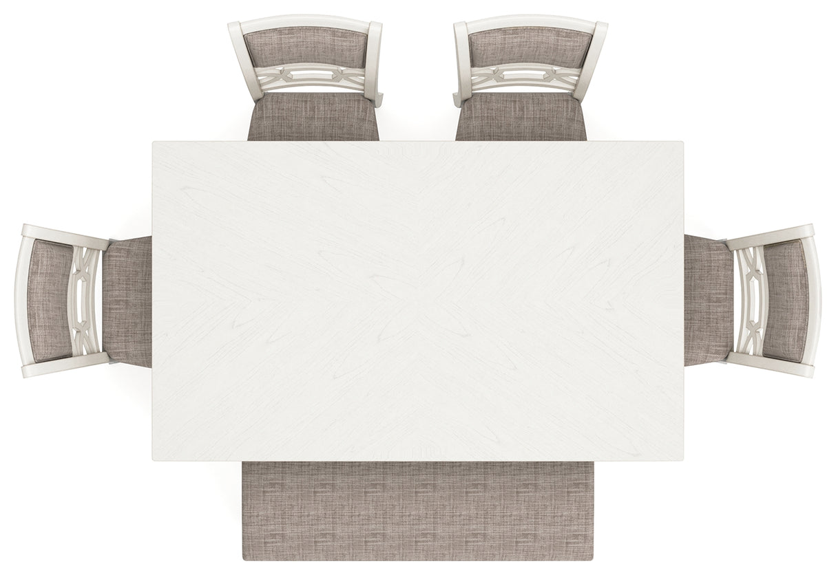 Erinberg Antique White Dining Table and 4 Chairs and Bench (Set of 6) from Ashley - Luna Furniture