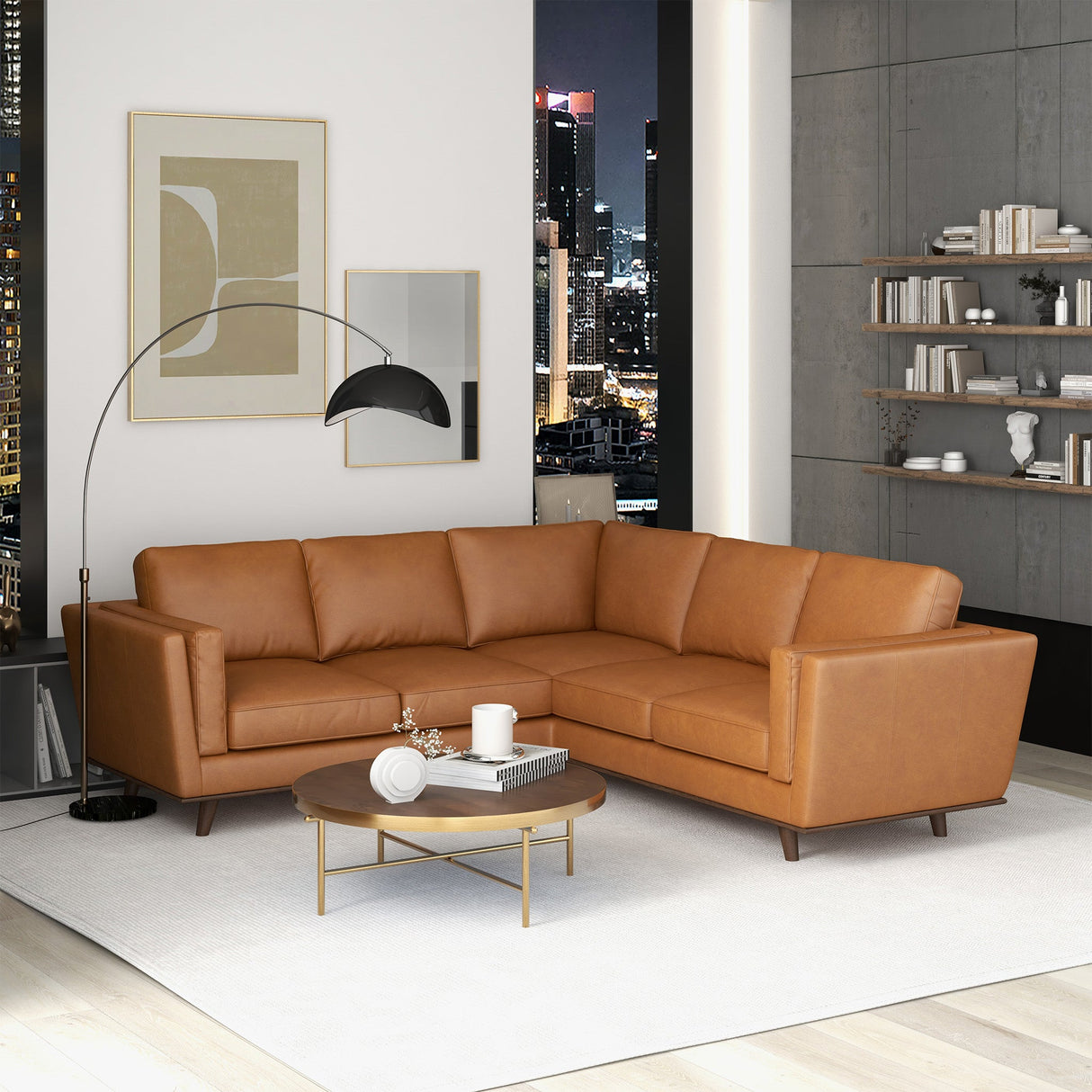 Erman Tan Genuine Leather Corner Sectional Sofa from Ashcroft Furniture - Luna Furniture