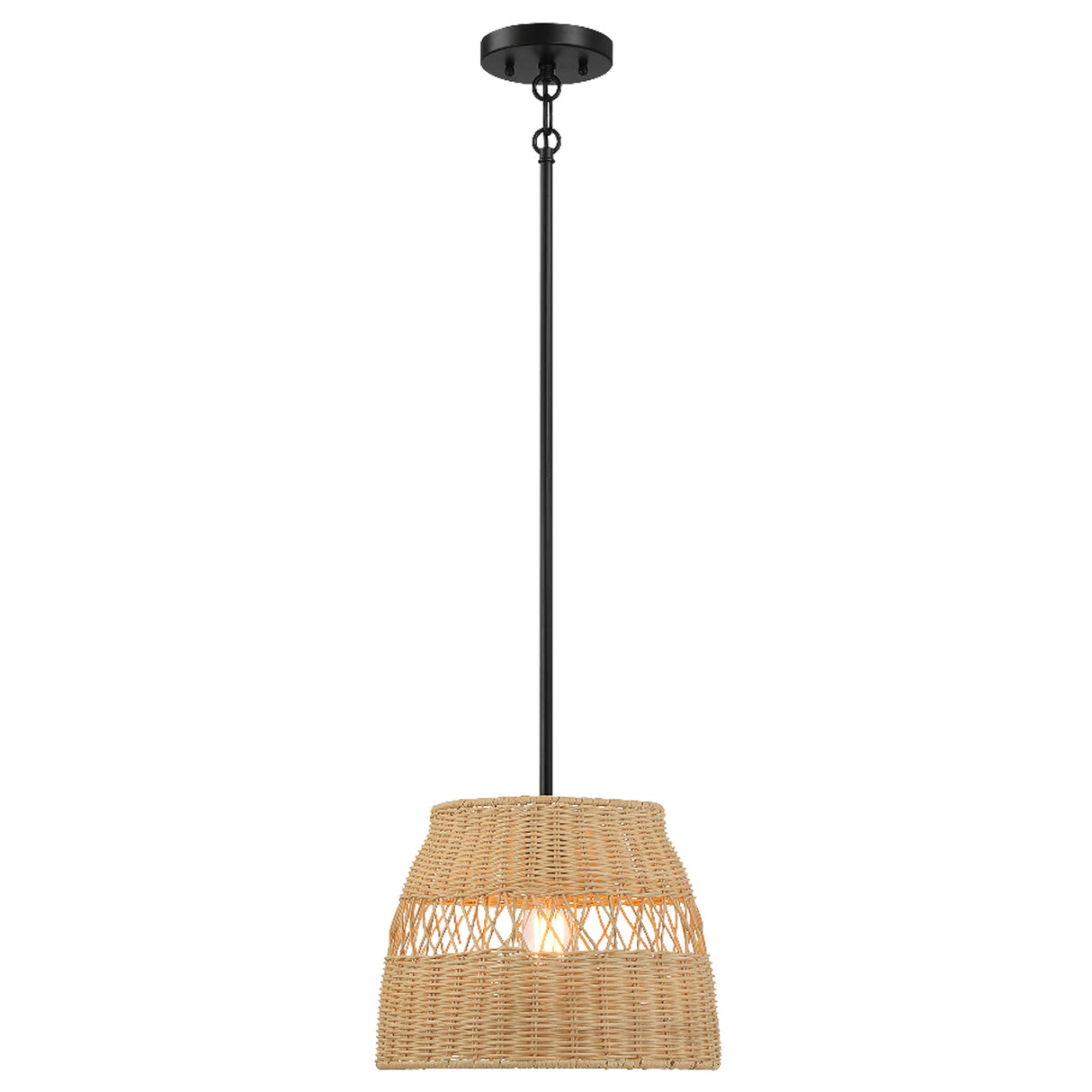 Essence Single Lights Pendant With Rattan Shade Black Metal Finish for Farmhouse Style from Ashcroft Furniture - Luna Furniture