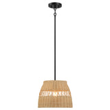 Essence Single Lights Pendant With Rattan Shade Black Metal Finish for Farmhouse Style from Ashcroft Furniture - Luna Furniture