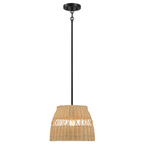 Essence Single Lights Pendant With Rattan Shade Black Metal Finish for Farmhouse Style from Ashcroft Furniture - Luna Furniture