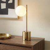 Ethereal Modern Small Brass Metal Table Lamp, Desk Lamp Fixture with White Glass Globe Shade from Ashcroft Furniture - Luna Furniture